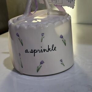 Rae Dunn ‘a sprinkle' Ceramic Sugar Jar with Lavender Tulip Accents